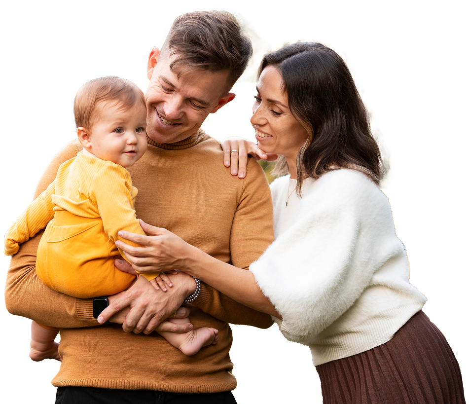 Happy parents holding their baby